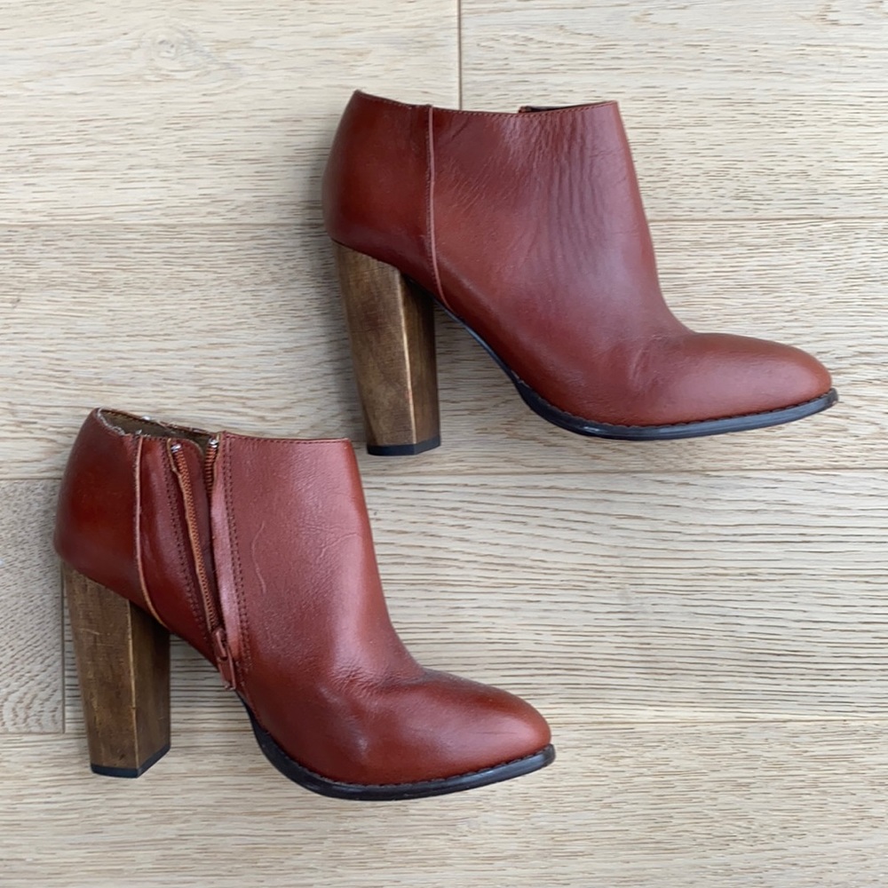Steve Madden Leather Bootie Wooden Heel